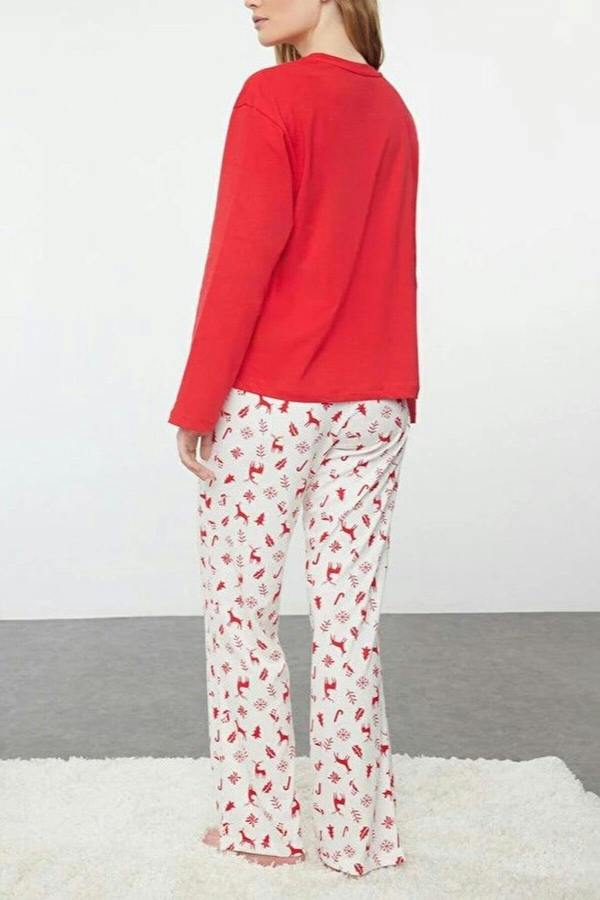WOVCOR 2-Piece 100% Cotton Christmas Themed Knit Pajama Set