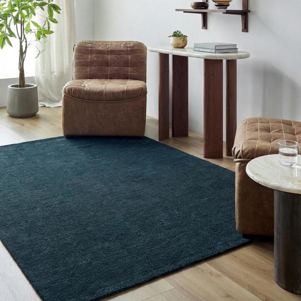 Livabliss Mystique-Hand Loomed Blue Wool Modern Rug