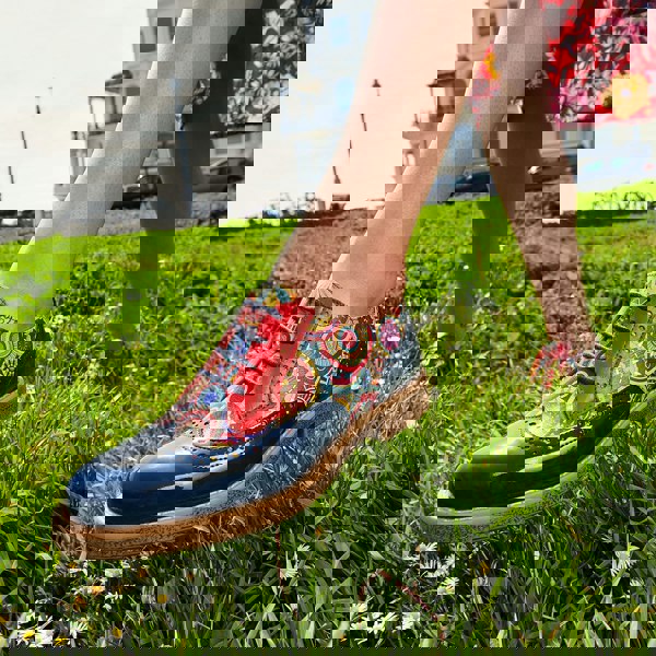 Embassy London The Artist - Navy Multi - Women's derby leather shoe with brogue detailing