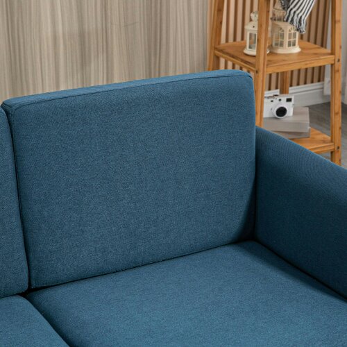 Wyld Haus Dilita Dark Blue Compact 2 Seater Sofa With Wooden Legs And Armrests