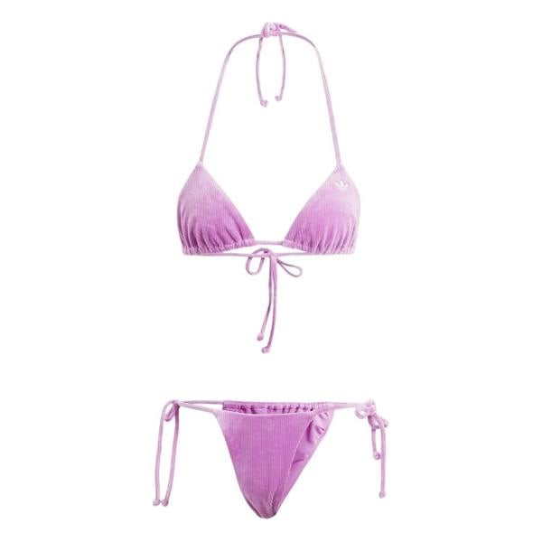 Adidas Womens/Ladies Essentials Ribbed Tie Up Bikini Set - Purple - 