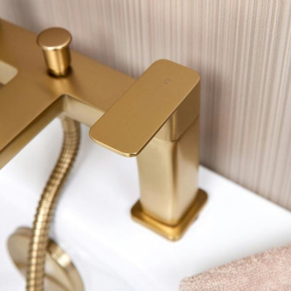 Flode Glan | Bath Shower Mixer | Including Handset and Holder | Brushed Brass