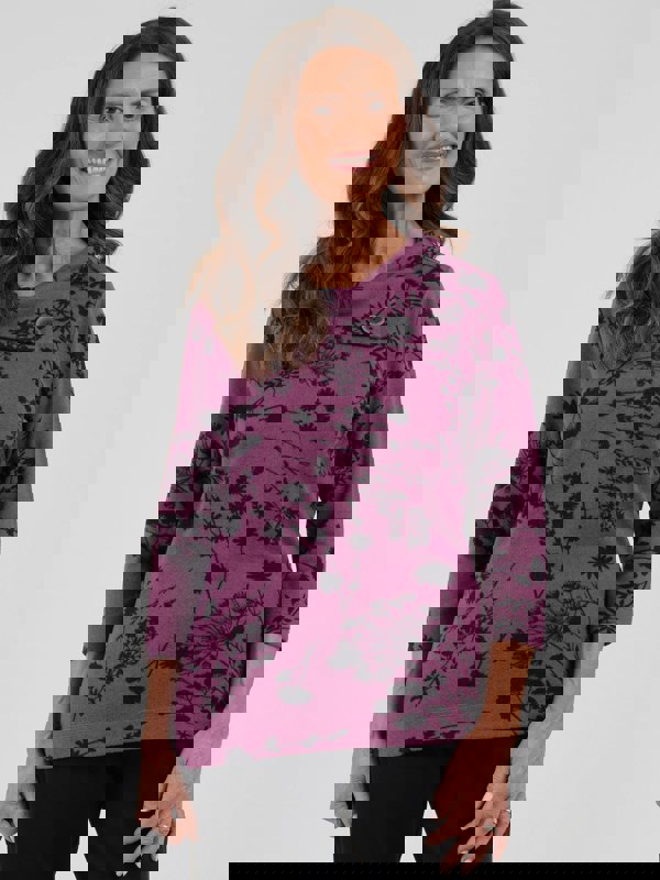 TIGI-Wear Dark Floral Split Cowl Top