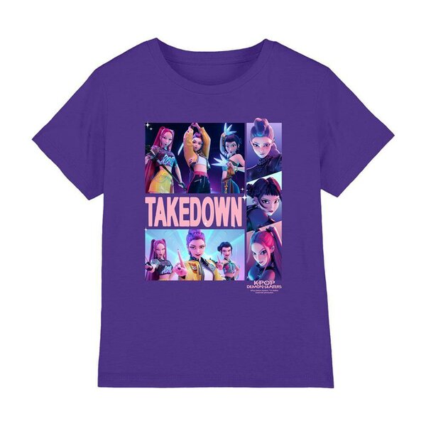 K-Pop Demon Hunters Childrens/Kids Huntrix Takedown Character Panels T-Shirt - Purple