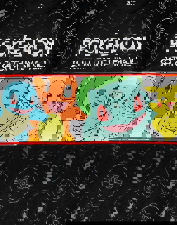 Pokemon Boys Black Character Placement Print Short Sleeved T-Shirt