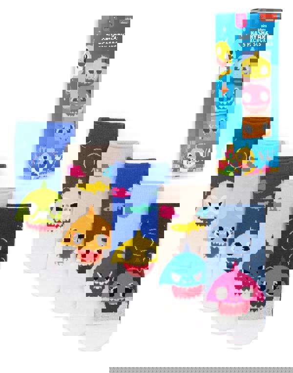 Baby Shark Unisex Kids Multicoloured Multi-Character Calf Socks Set of 5