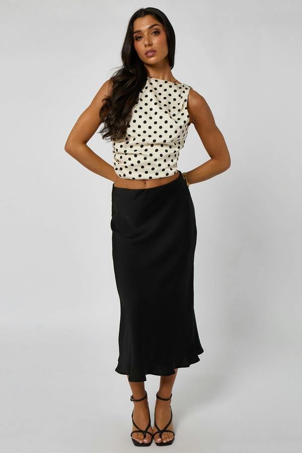 Urban Bliss Polka Satin Tie Back Top