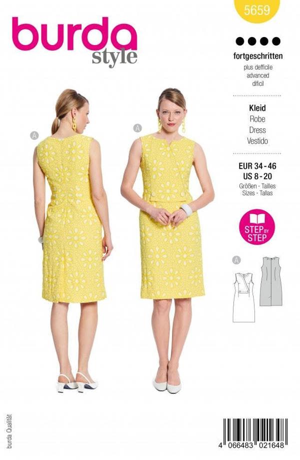 Burda Sewing Pattern 5659 Dresses For Women, 8 to 20 - Advanced