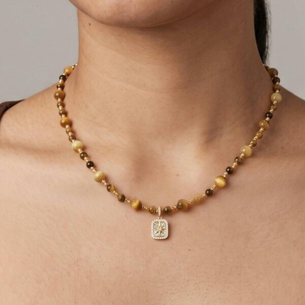 Uchi & Soto Nekomeishi Gemstone Pendant Necklace