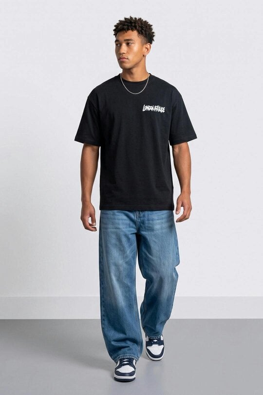 London Attitude Oversized Heavyweight City Graffiti Graphic T-Shirt