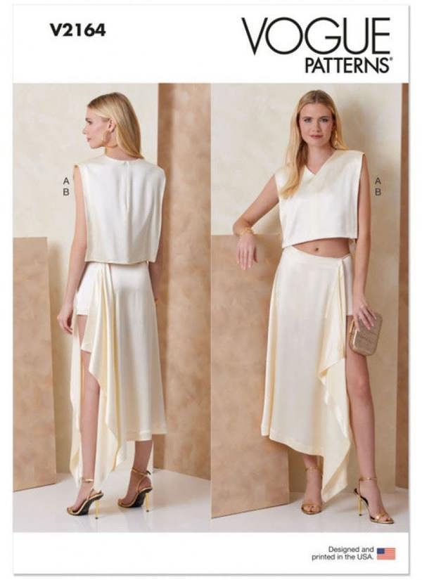 Vogue Sewing Pattern 2164, Tops, Skirts for Women, C6 (8-10-12-14-16-18) - Intermediate