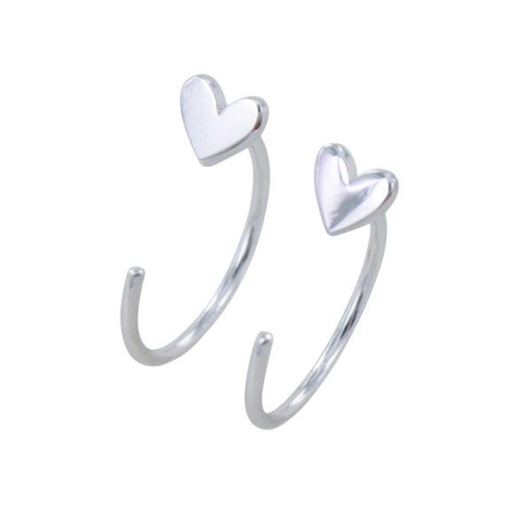 Crescent Heart Sterling Silver Hoop Earrings - Reeves & Reeves