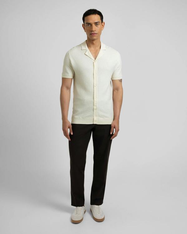 Steel & Jelly Aldgate - Chevron Textured Knitted Short Sleeve Shirt