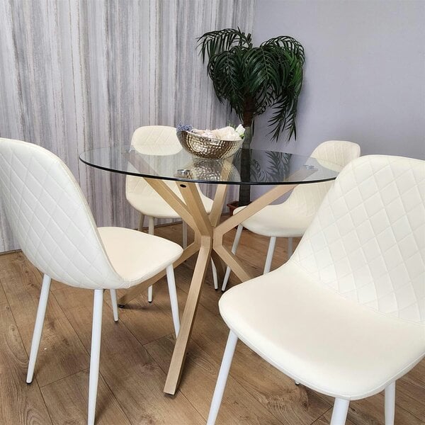 Kosy Koala Forest Round Glass Table + 4 cream gem