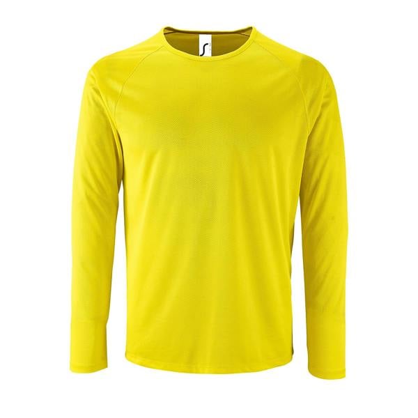 SOLS Mens Sporty Long Sleeve Performance T-Shirt - Neon Yellow