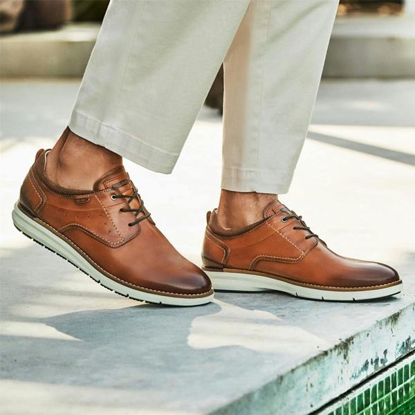 Pikolinos Men's Brown Leather Lace-Up Sneaker Trainers Shoes - Manacor