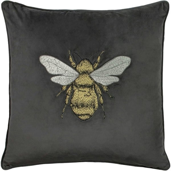 Paoletti Hortus Bee Cushion Cover - Charcoal