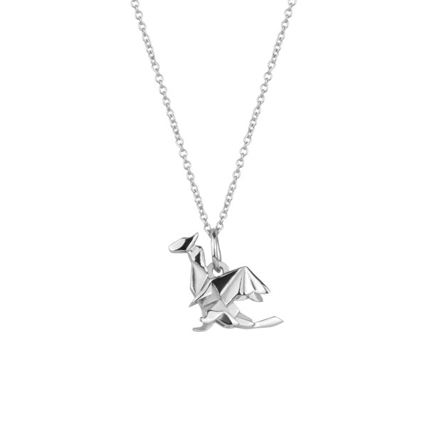 Spero London Sterling Silver Origami Dragon Necklace