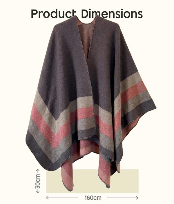 VIA MONTEN Women’s Vintage Plaid Poncho Shawl, Colour Block Knit Cape Wrap for Fall and Winter Layering