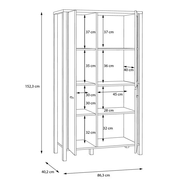 Furniture To Go High Rock Small Display Cabinet in Matt Black/Riviera Oak