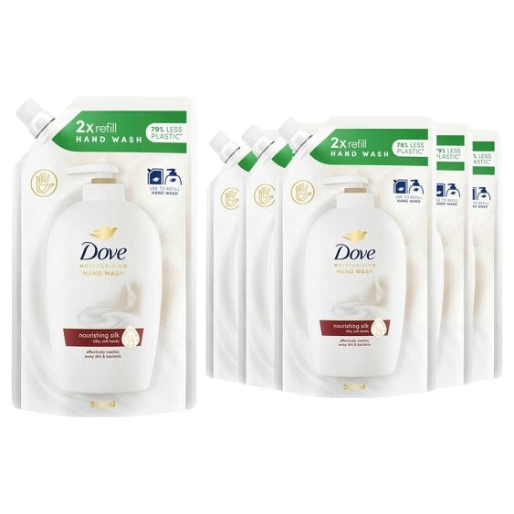 Dove Moisturising Hand Wash Silky Soft Eco-Refill 500ml, Nourishing Silk 6 Pack