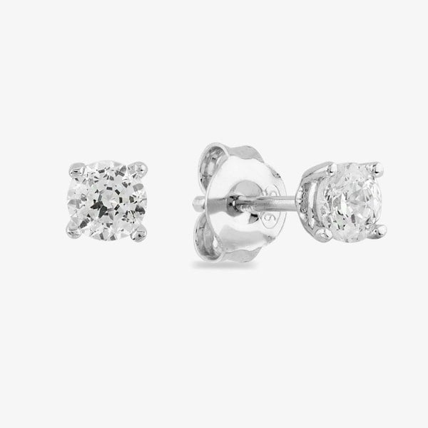 Starbright Silver 4mm Four Claw Cubic Zirconia Stud Earrings E2768(4M) 3A