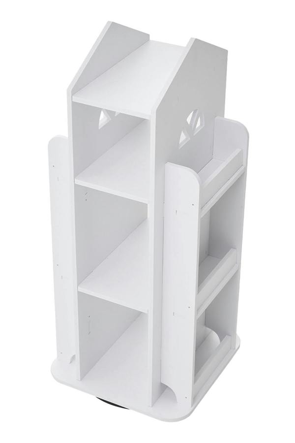 Living and Home 4-Tier Castle Rotating Bookshelf Storage Rack Organiser