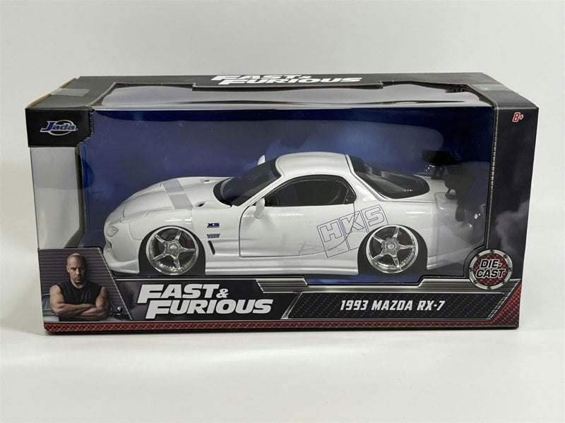 Jada Fast and Furious 1993 Mazda RX-7 White HKS Power 1:24 Scale 32607