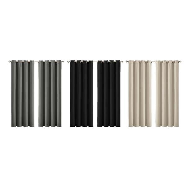 Marlow 2PC Thermal Blackout Blockout Curtains Eyelet Ring Top Thick Sun Block