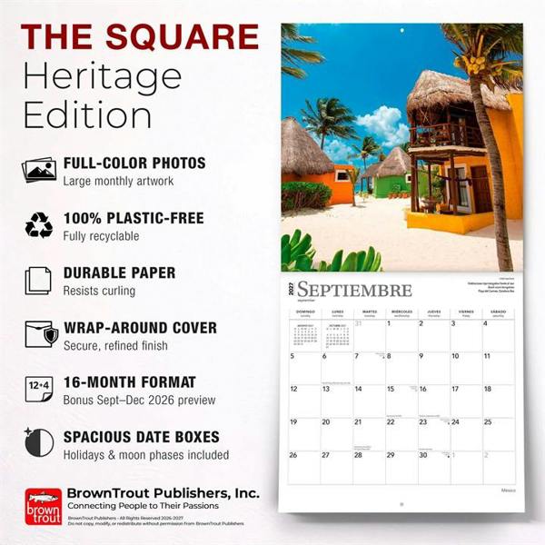 Mexico Calendar 2027, Wall Calendars, Month To View, Travel, Gift