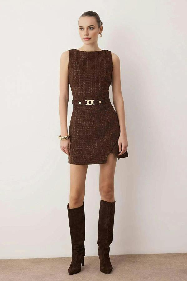 WOVCOR Mini Woven Dress with Accessory Details