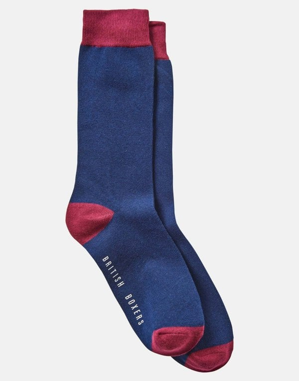 British Boxers Men's Three-Pair Sock Gift Box – Navy & Wine