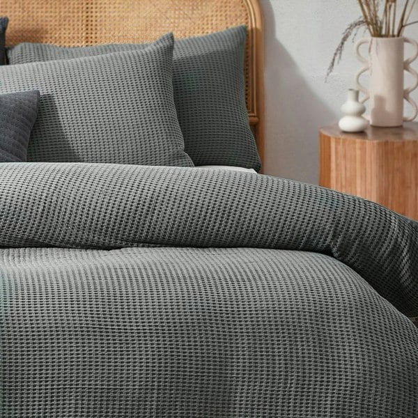 Yard Chunky Cotton Waffle Duvet Cover Set - Dusk