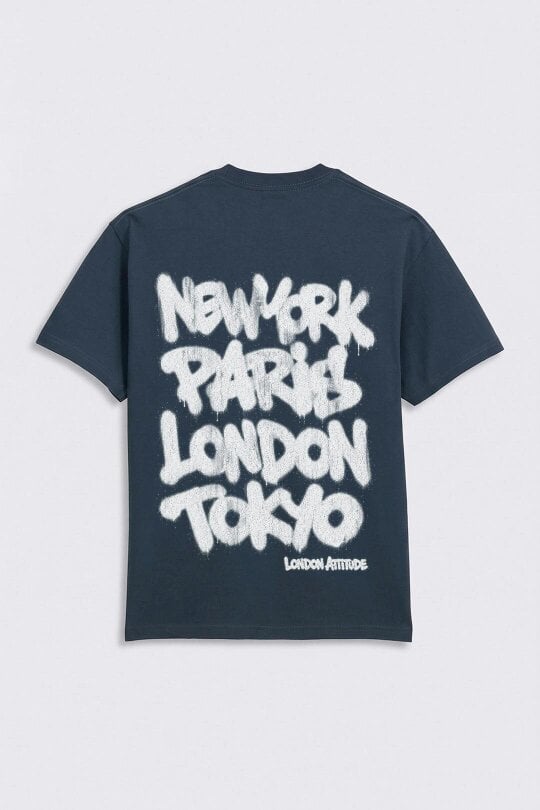 London Attitude Oversized Heavyweight City Graffiti Graphic T-Shirt