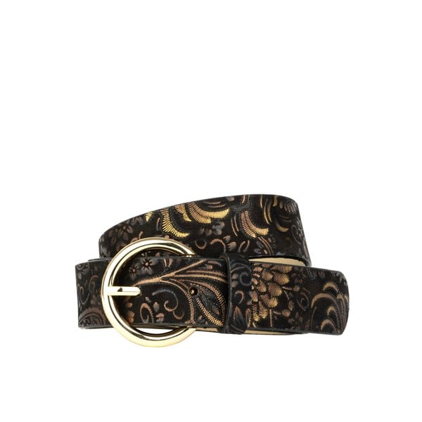 Embassy London Emma - Black & Gold - Women's Italian leather belt