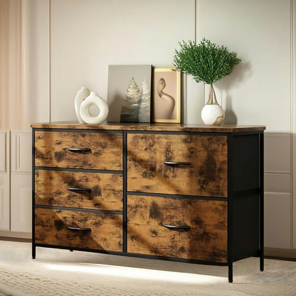 Rafaelo Mobilia Bedroom Dresser With 5 Fabric Storage Drawers