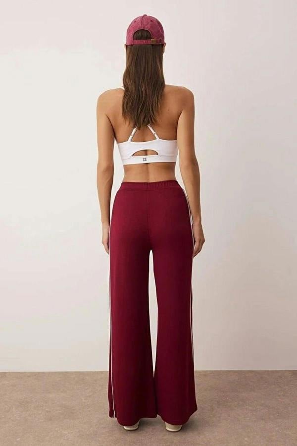 WOVCOR Wide Leg Knit Sports Jogger with Piping Detail