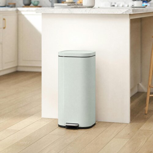 HOMCOM 30L Kitchen Bin, Pedal Bin with Lid, Removable Inner Bucket - Green - 29L x 36W x 59.5H cm - Metal, PP Plastic