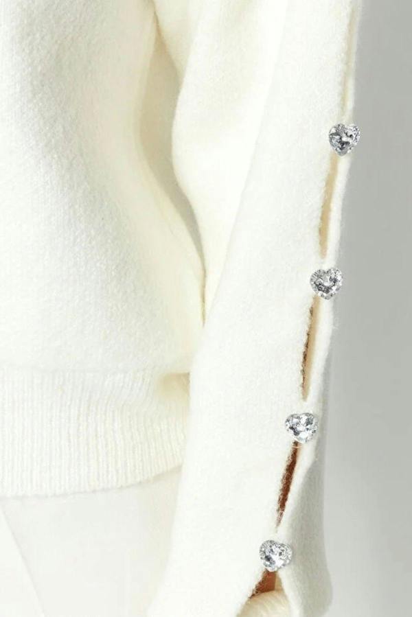WOVCOR Soft Textured Button Detailed Knit Sweater