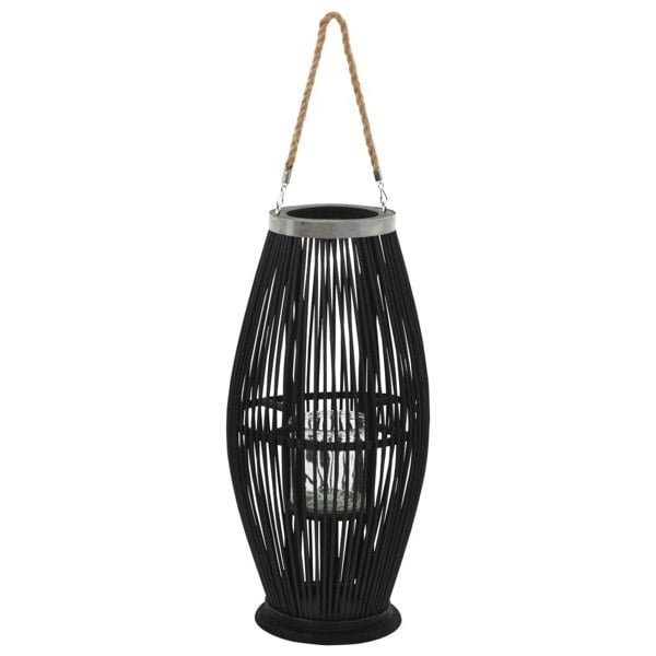 Berkfield Hanging Candle Lantern Holder Bamboo Black 60 cm