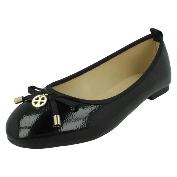 Spot On Ladies Spot On Flat Black Ballerina Shoes F80530