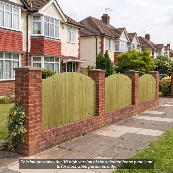 Premier Garden Supplies Dome Top Tongue & Groove Fully Framed Fence Panel - 3 Pack H: 4ft x W: 6ft (182.8cm) - Wood - Pressure Treated (Tanalised)