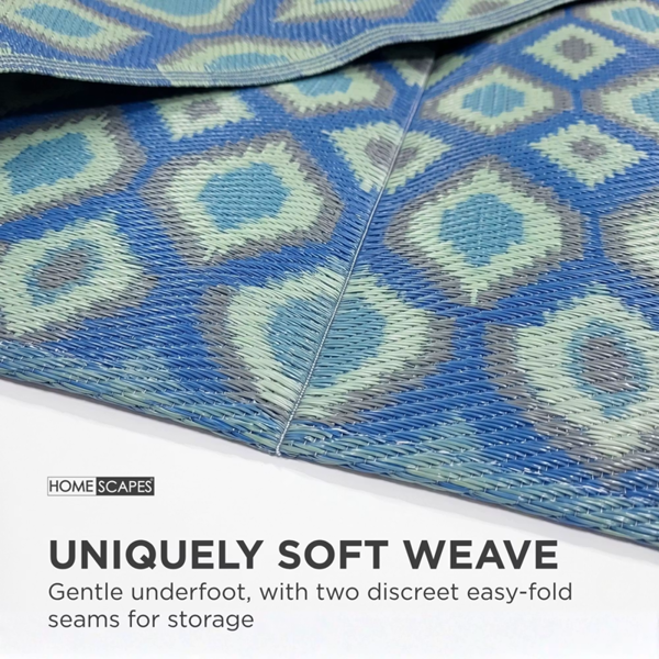 HOMESCAPES Outdoor Rug Luxury Waterproof Reversible Recycled, For Garden, Amber Ikat