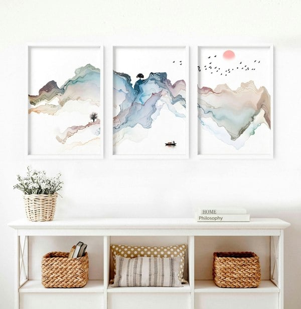 Art prints set of 3 | Japanese Sunset framed wall art