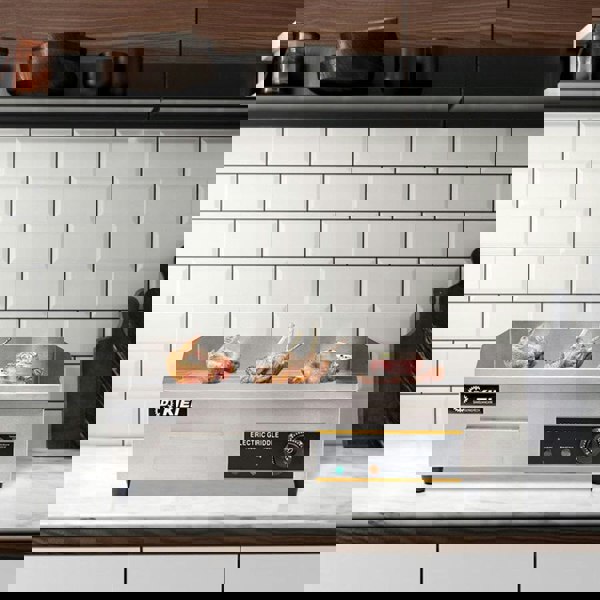 Stainless Steel Electric Countertop Kitchen Appliances Living and Home 55cm W x 43cm D x 20cm H 2.9KW Flat Top Griddle