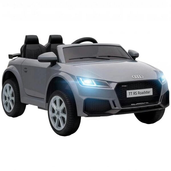 12V Audi TT RS Licensed Electric Car, Electric Ride On Toy with Remote Control, Dual Motors, 4-Wheel Suspension, Grey