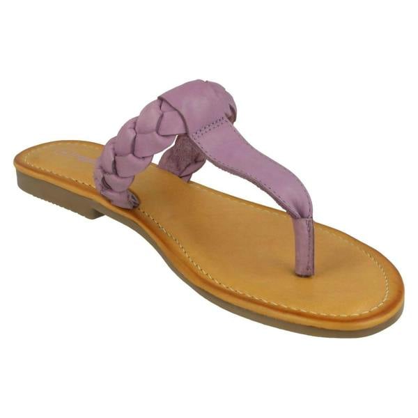 Leather Collection Ladies Leather Collection Braided Toepost Sandals