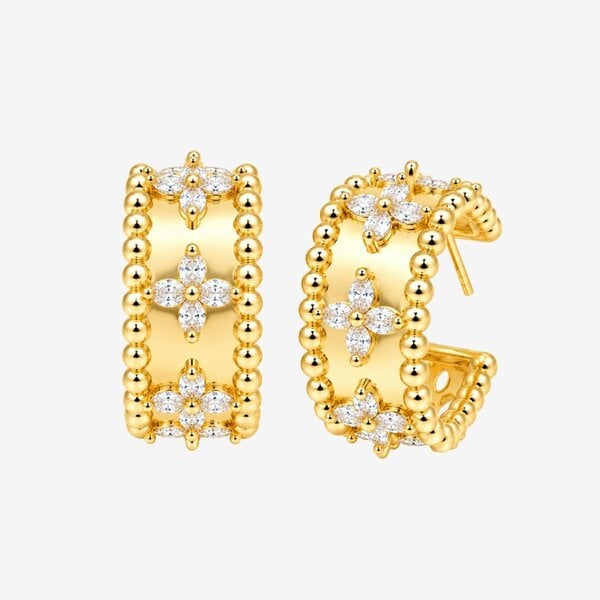 Uchi & Soto Kinmokusei Gold Bead Floral Earrings