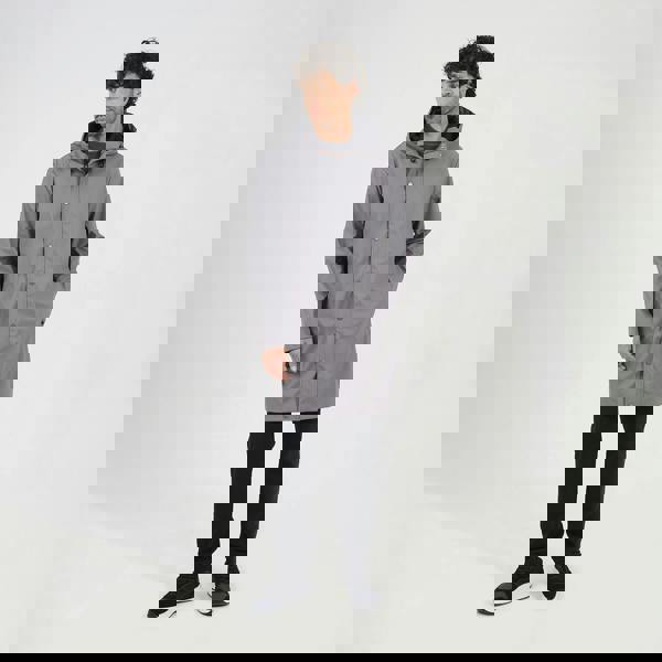 Brave Soul Grey Rubberised Hooded Parka Style Jacket - Grey Image 3