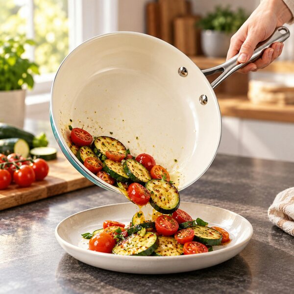 Gr8 Home 12 Piece Ceramic Non Stick Induction Cookware Set Teal Pots & Pans Lids Utensils